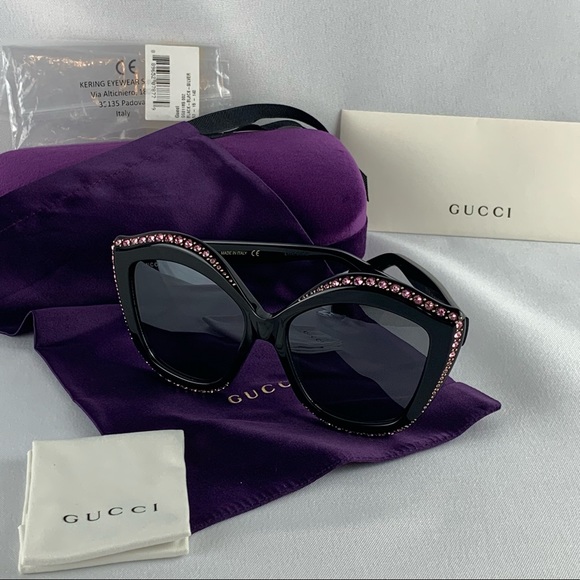 ❌SOLD❌GUCCI GG0118S 002 Black Cat Eye Sunglasses - Picture 15 of 16
